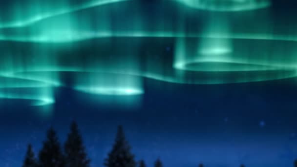 Animação Aurora Boreal Está Brilhando Trilhas Azul Sobre Paisagem Estrelas — Vídeo de Stock