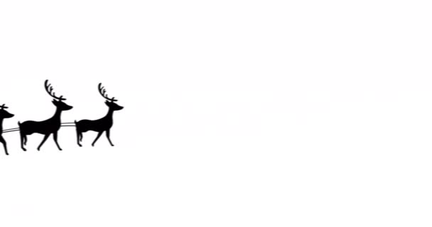Digitale Animatie Van Zwart Silhouet Van Kerstman Slee Wordt Getrokken — Stockvideo