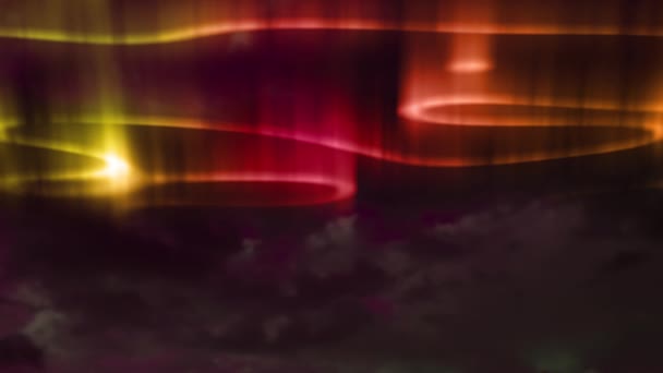 Animazione Aurora Boreale Incandescente Sentieri Arancione Rosso Paesaggio Notte Fenomeno — Video Stock