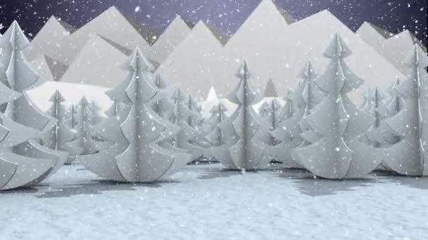 Animación Digital Nieve Cayendo Sobre Alegre Texto Navideño Santa Claus — Vídeos de Stock
