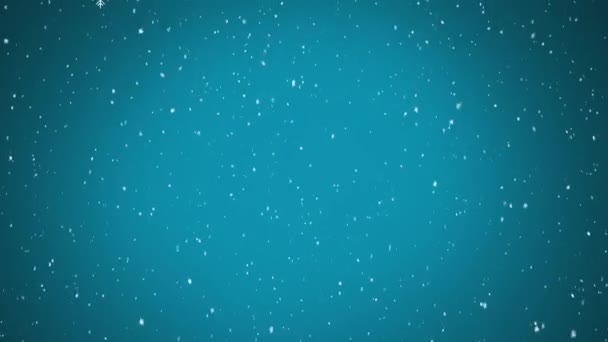 クリスマスの星の上に降る雪のデジタルアニメーションや青を背景にしたバブルの装飾 クリスマスお祝いの伝統的なコンセプト — ストック動画