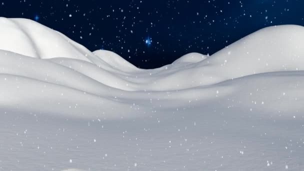 Digitális Animáció Ház Téli Táj Ellen Ragyogó Csillag Éjszakai Égbolton — Stock videók