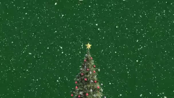 Цифровая Анимация Рождественской Безделушки Веселого Рождественского Текста Висящего Над Снегом — стоковое видео