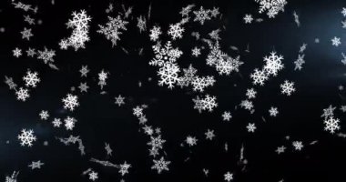 Kar tanelerinin dijital animasyonu siyah arka plandaki ışık noktalarına düşüyor. Noel kutlaması geleneği