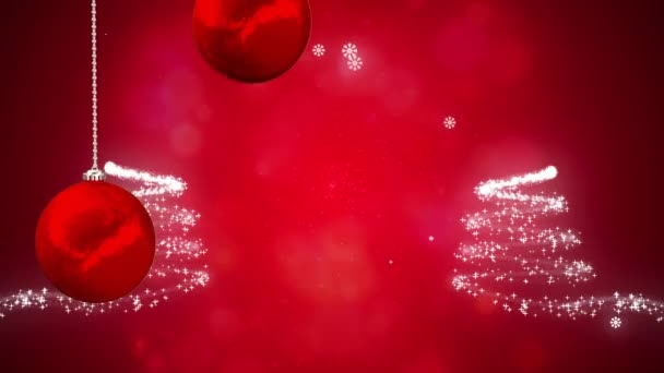Satış Metninin Dört Kırmızı Noel Mücevheri Iki Noel Ağacı Kırmızı — Stok video