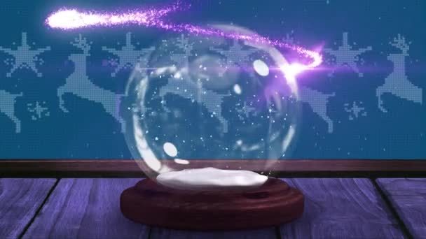 Animação Globo Neve Com Feriados Felizes Texto Saudação Sazonal Estrela — Vídeo de Stock
