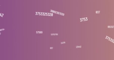 Sayı kümeleri hızla değişerek büyük bir boşlukta sağa doğru ilerliyorlar. Arka plan pembe..