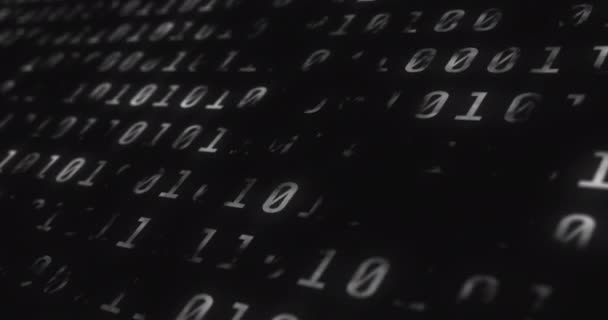 Binary Codes Met Witte Lettertype Kleur Geprojecteerd Een Zwart Scherm — Stockvideo