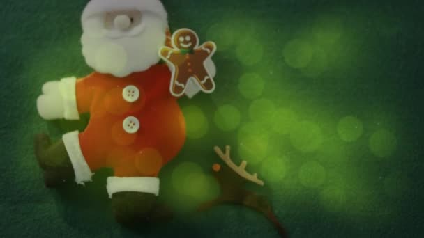 Animazione Babbo Natale Pan Zenzero Uomo Decorazione Natalizia Sul Verde — Video Stock