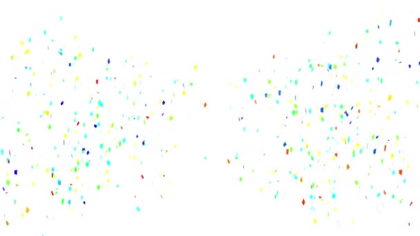 Animatie Van Veelkleurige Confetti Die Een Witte Achtergrond Valt Nieuwjaarsfeest — Stockvideo