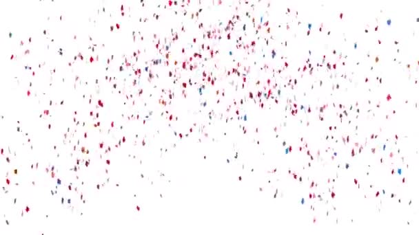 Animatie Van Veelkleurige Confetti Die Een Witte Achtergrond Valt Nieuwjaarsfeest — Stockvideo