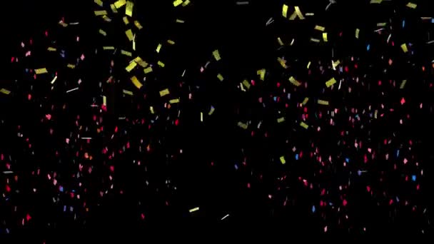 Animazione Coriandoli Multicolori Che Cadono Fondo Nero Capodanno Festa Festa — Video Stock