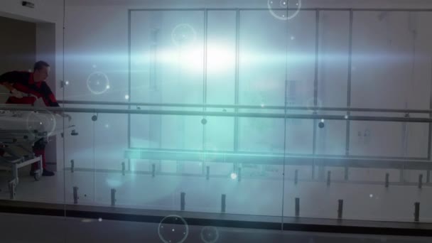 Digitale Animatie Van Het Netwerk Van Verbindingen Gloeiende Lichtvlekken Tegen — Stockvideo