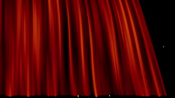 Animation Confettis Multicolores Tombant Ouverture Rideau Rouge Fête Nouvel Fête — Video