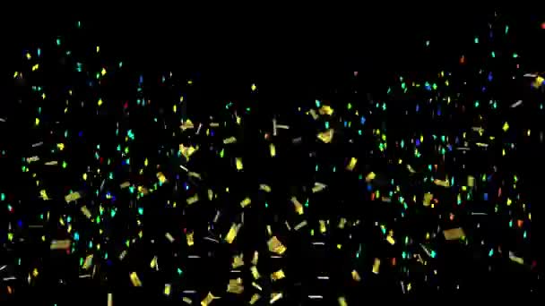 Animation Multi Coloured Confetti Falling Black Background New Year Eve — Stock Video