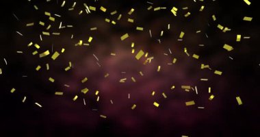 Pembe bulutlu arka plandan düşen altın konfetilerinin animasyonu. Yılbaşı partisi şenlik konsepti dijital olarak oluşturuldu.