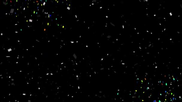 Animazione Coriandoli Multicolori Che Cadono Fondo Nero Capodanno Festa Festa — Video Stock