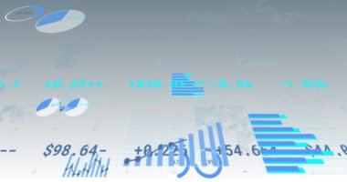 Finansal veri işleme, değişen numaralar ve istatistiklerin animasyonu. küresel işletme finans kavramı dijital olarak oluşturulmuş görüntü.