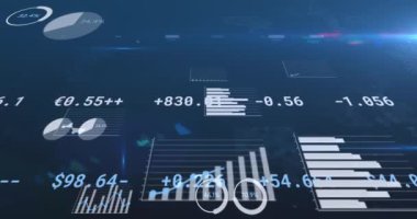 Finansal veri işleme, değişen numaralar ve istatistiklerin animasyonu. küresel işletme finans kavramı dijital olarak oluşturulmuş görüntü.