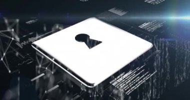 Dijital arayüzün çevrimiçi güvenlik kilidi ve veri işleme animasyonu. küresel teknoloji çevrimiçi güvenlik bağlantısı iletişim konsepti dijital olarak oluşturulmuş görüntü.