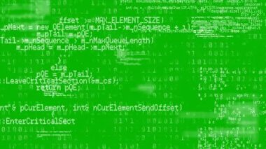 Yeşil arkaplan üzerinde veri işleme ve ikili kodlama animasyonu. küresel teknoloji dijital arayüz bağlantı konsepti dijital olarak oluşturulmuş görüntü.