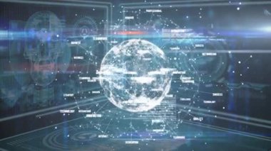 Küre ve değişen sayılarla tıbbi verilerin animasyonu. küresel teknoloji bağlantı iletişim konsepti dijital olarak oluşturulmuş görüntü.