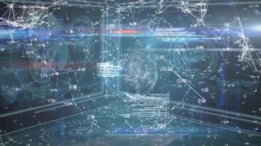 Bağlantılar ağının animasyonu ve küresel dönüşle veri işleme. küresel teknoloji bağlantı iletişim konsepti dijital olarak oluşturulmuş görüntü.