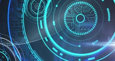 Parlak yeşil daireli dijital devre kartının animasyonu. küresel çevrimiçi ağ teknolojisi bağlantı konsepti dijital olarak oluşturulmuş görüntü.