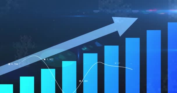 Animatie Van Verwerking Van Financiële Gegevens Met Pijlpunten Statistieken Mondiaal — Stockvideo