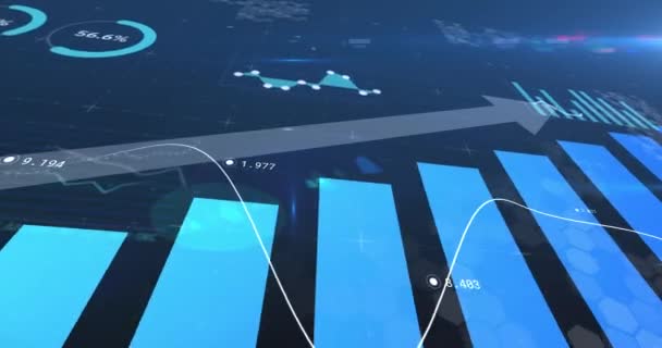 Animación Del Procesamiento Datos Financieros Apuntando Hacia Arriba Estadísticas Concepto — Vídeos de Stock