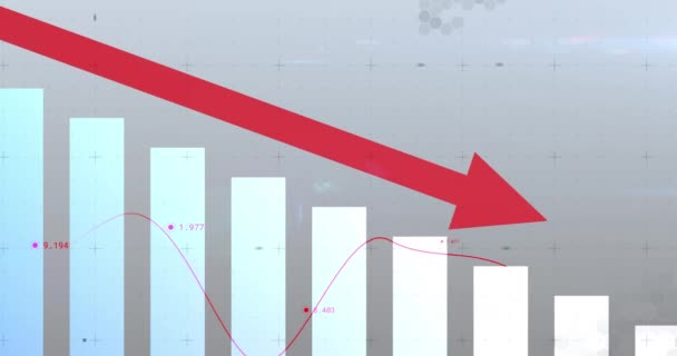Animace Zpracování Finančních Údajů Šipkou Dolů Statistikou Globální Koncepce Podnikového — Stock video