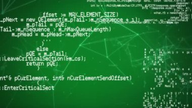 Bağlantı ağının canlandırılması ve yeşil arkaplan üzerinde veri işleme. dijital arayüz küresel bağlantı ve dijital olarak oluşturulan iletişim konsepti.