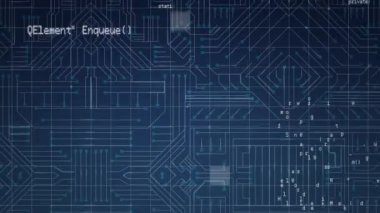 Bilgisayar devre kartından veri işleme animasyonu. küresel ağ teknolojisi konsepti dijital olarak oluşturulmuş görüntü.