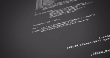 Gri arka planda bilgisayar arayüzü ve dijital veri işlemesinin dijital animasyonu. okul ve eğitim kavramı