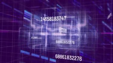 Parlayan şebekede değişen ve işlenen numaraların animasyonu. küresel teknoloji iletişim dijital arayüz konsepti dijital olarak oluşturulmuş görüntü.