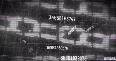 Çevrimiçi güvenlik zincirleri üzerinden değişen bağlantı ağı ve numaraların animasyonu. dijital arayüz küresel bağlantı konsepti dijital olarak oluşturulmuş görüntü.