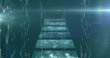 Yeşil arka planda tıbbi veri işleme ve bağlantı ağı ekranları. tıbbi araştırma ve modern teknoloji konsepti