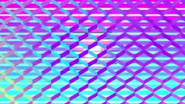 Yansıtıcı elmas şebekenin arkasında hareket eden renkli eşmerkezli daireler. Klasik renk ve hareket konsepti dijital olarak oluşturuldu. Daireler