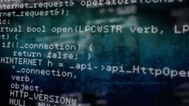 Koyu yeşil arka planda veri işleme animasyonu. dijital arayüz küresel teknoloji bağlantı konsepti dijital olarak oluşturulmuş görüntü.