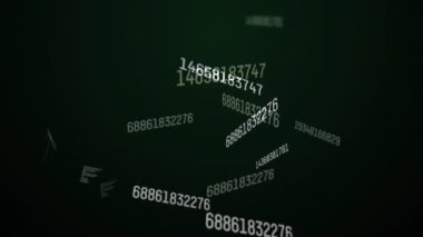 Siyah arkaplana karşı değişen sayıların ve veri işlemenin dijital animasyonu. bilgisayar arayüzü teknolojisi kavramı