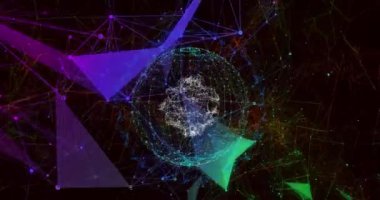 Parlak çizgilerle bağlantılı dünya ağının animasyonu. dijital arayüz küresel bağlantı ve dijital olarak oluşturulan iletişim konsepti.