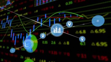 Borsa finansal veri işleme ağıyla bağlantı hatlarının animasyonu. küresel finans teknolojisi dijital arayüz konsepti dijital olarak oluşturulmuş görüntü.