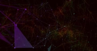 Karanlık arka planda parlayan bağlantı ağının animasyonu. dijital arayüz küresel bağlantı konsepti dijital olarak oluşturulmuş görüntü.