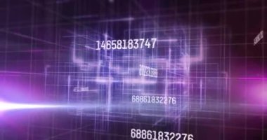 Parlayan ızgaraya karşı veri işleme sistemini değiştiren numaraların animasyonu. global teknoloji bağlantısı dijital arayüz konsepti dijital olarak oluşturulmuş görüntü.