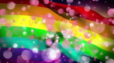 Beyaz ve pembe noktalı gökkuşağı bayrağının canlanması. Gurur lgbt eşitlik hakları kavramı dijital olarak oluşturulmuş görüntü.