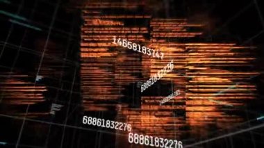 Değişen numaraların animasyonu ve şebeke üzerinde veri işleme. dijital arayüz küresel teknoloji bağlantı konsepti dijital olarak oluşturulmuş görüntü.