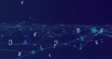 Bağlantı ağına karşı veri işlemeyi değiştiren numaraların animasyonu. global teknoloji bağlantısı dijital arayüz konsepti dijital olarak oluşturulmuş görüntü.