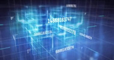 Parlayan şebekede değişen ve işlenen numaraların animasyonu. küresel teknoloji iletişim dijital arayüz konsepti dijital olarak oluşturulmuş görüntü.