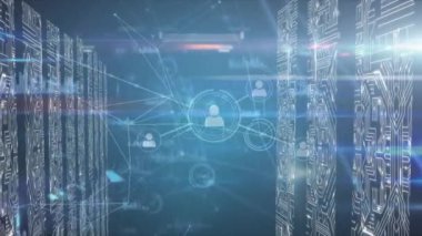 Bilgisayar devre kartlarının ağ bağlantılarının animasyonu. dijital arayüz küresel teknoloji bağlantı konsepti dijital olarak oluşturulmuş görüntü.