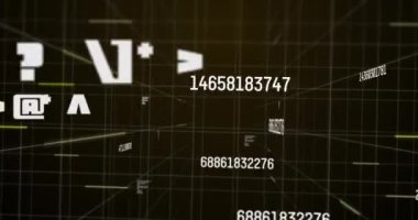 Kahverengi arkaplandaki veri işlemesiyle değişen numaraların animasyonu. Dijital arayüz iletişim teknolojisi konsepti dijital olarak oluşturuldu.